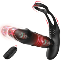 Dual Cock-Ring Thrusting Prostate Massager with 12 Vibrations
